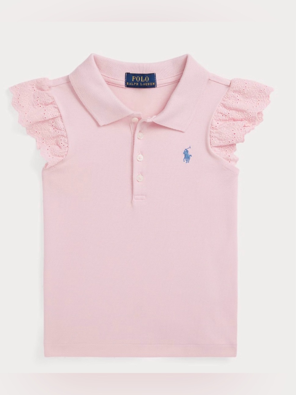 Polo by Ralph Lauren Light Pink Eyelet Ruffle Sleeve Polo